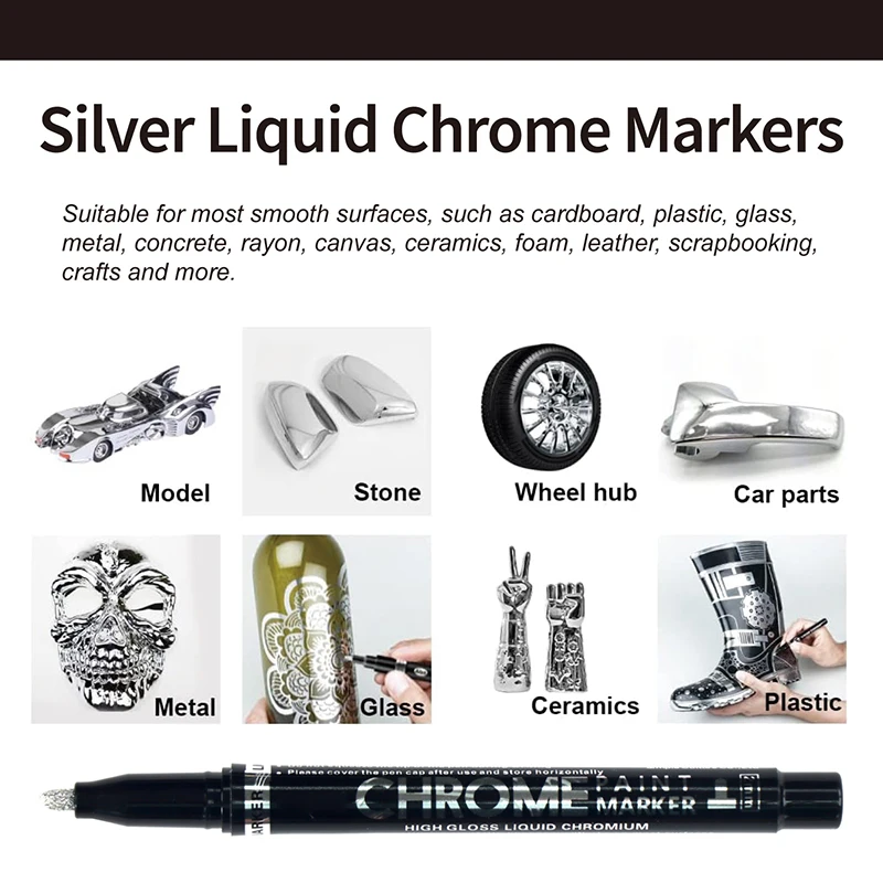 6pcs Mirror Silver Liquid Chrome Markers