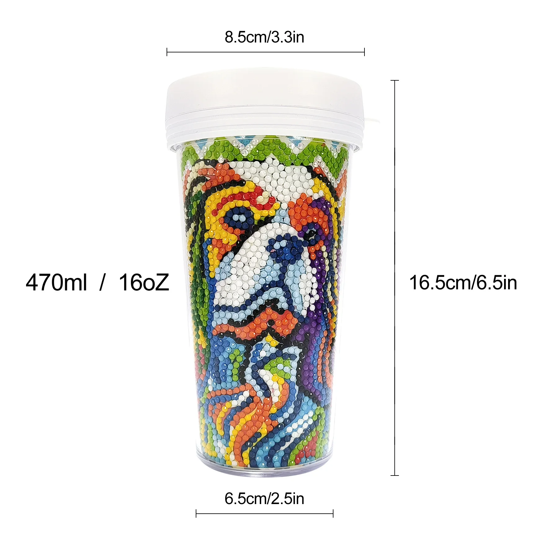 Customized Diamond Painting Plastic Water Cup Handmade Mosaic Embroidery Diamond Painting Coffee Cup Painting by Number DIY Gift