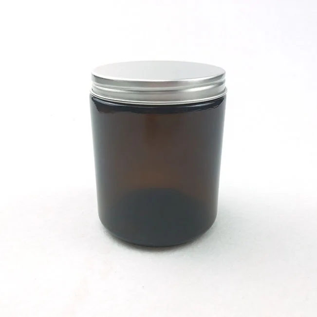 8oz 250ml amber glass jar with metal lid