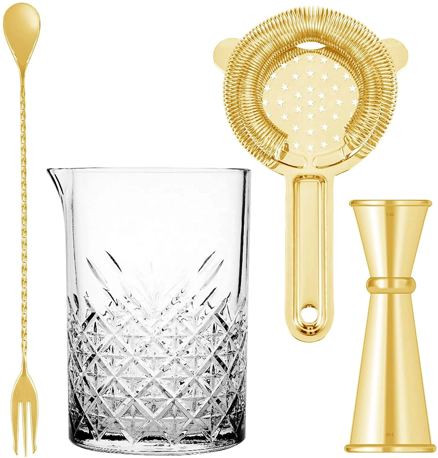 Hot sale 4-Piece Bar set Metal Cocktail Mixing Glasses Sustainable and Stocked Essential for Cocktail Enthusiasts