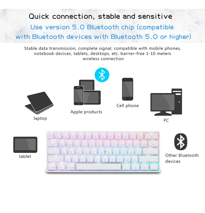  Беспроводная игровая клавиатура RGB Механическая 61 клавиша вишня MX Переключатель линейное действие синий красный коричневый черный переключатель для PC Gamer