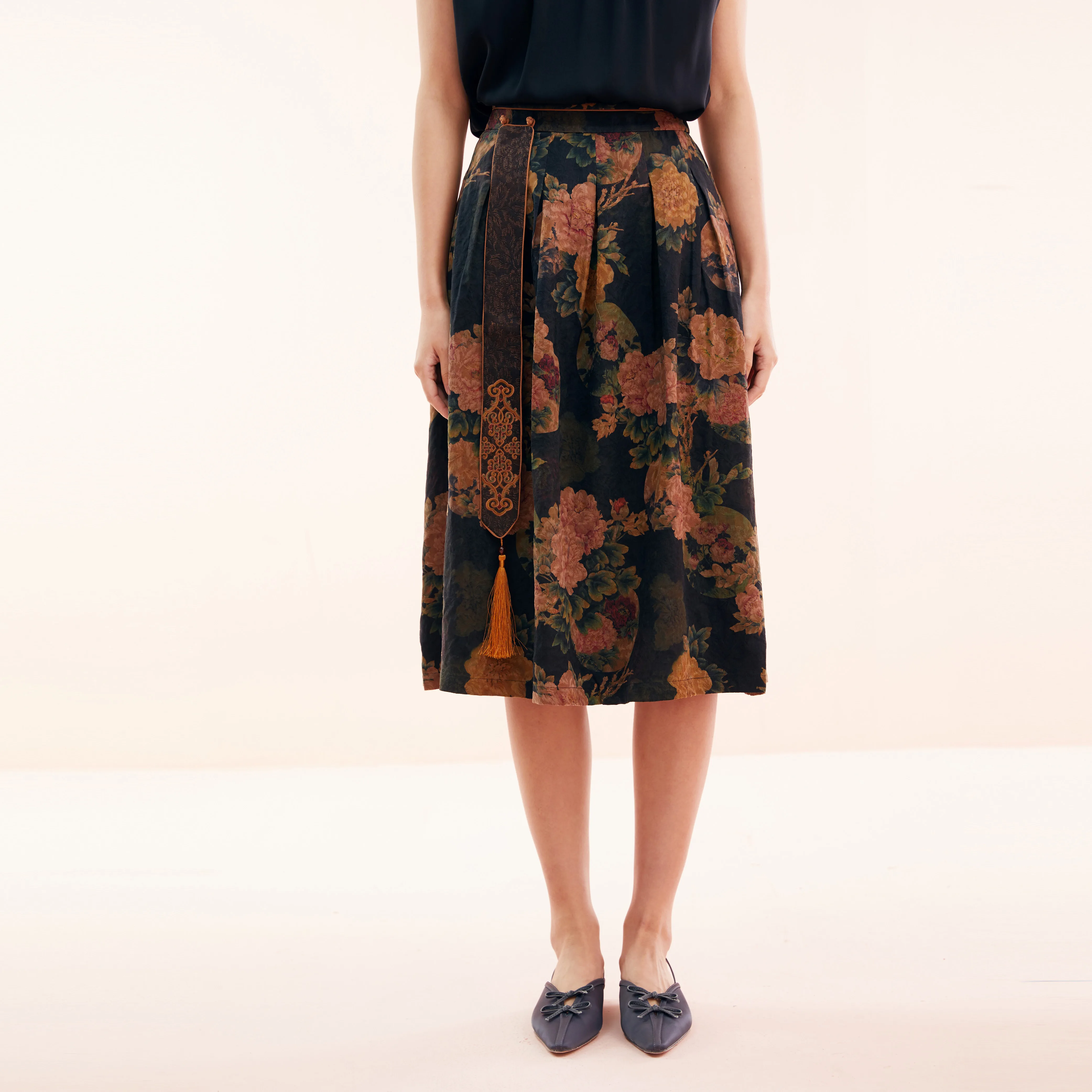 Women Plus Size Pleated Embroidery Silk Jupe Plissee Long Skirts For Women Muslim