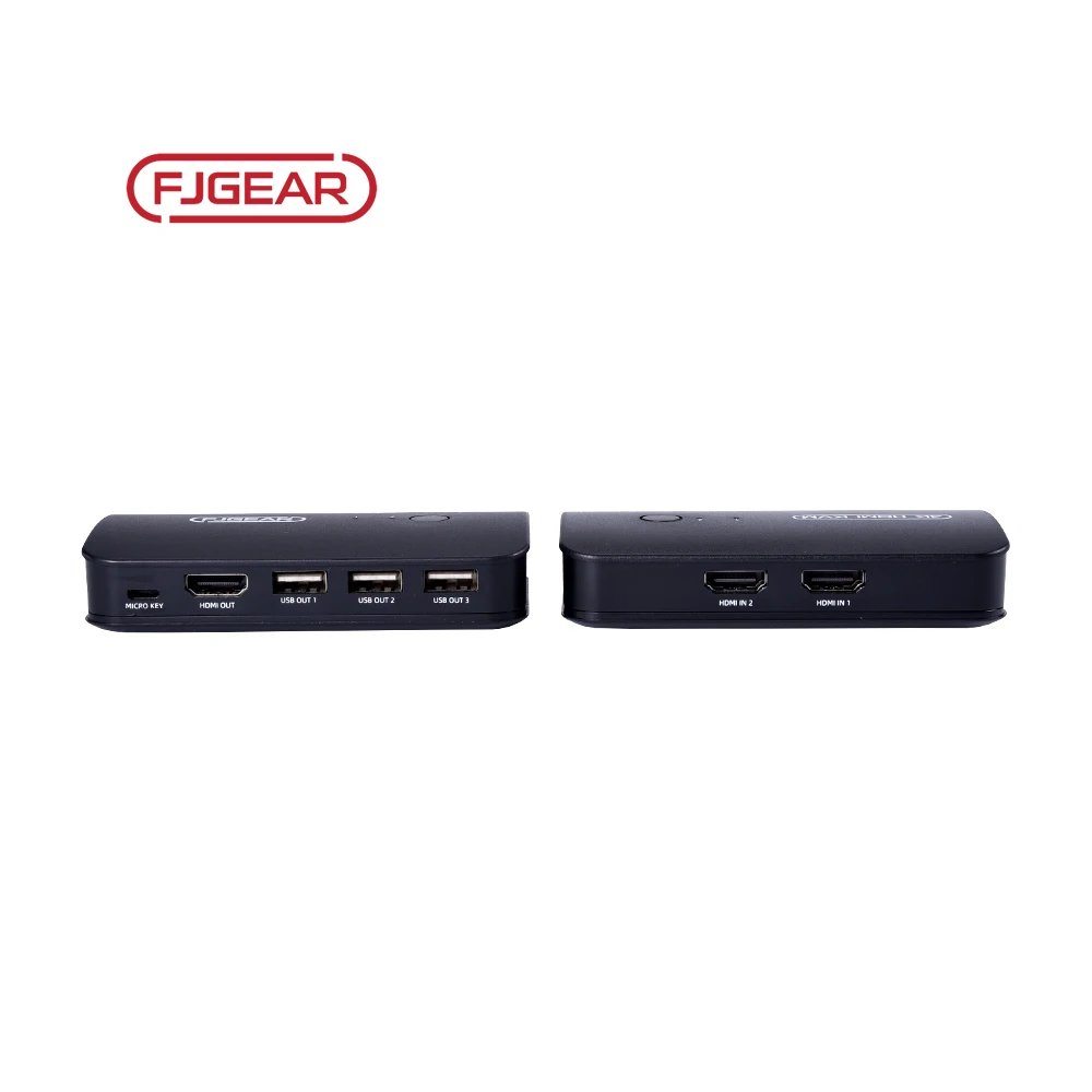 FJ-HK201 FJGEAR Manual 4K 2 Port 2 in 1 out USB2.0 Hdmi HD video Kvm switch Support 3840*2160/30Hz Resolution HDMI KVM Switch
