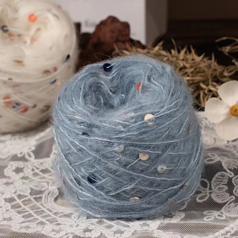 Пряжа 7S/4 30% шерстяная 50% акриловая 20% полиэфирная смешанная пряжа ручная вязание крючком для рукоделия блестки мохеровая окрашенная
