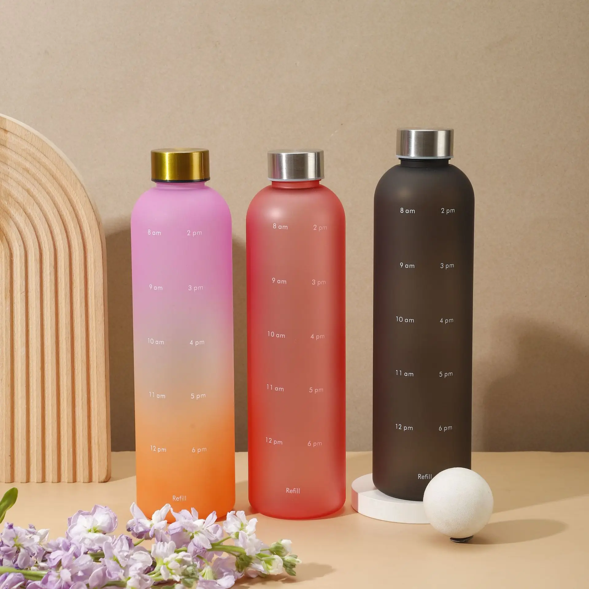 Outdoor Sports Water Bottle Plastic Reusable Water Bottle Color Frosted Drinking Water Plastic Bottle