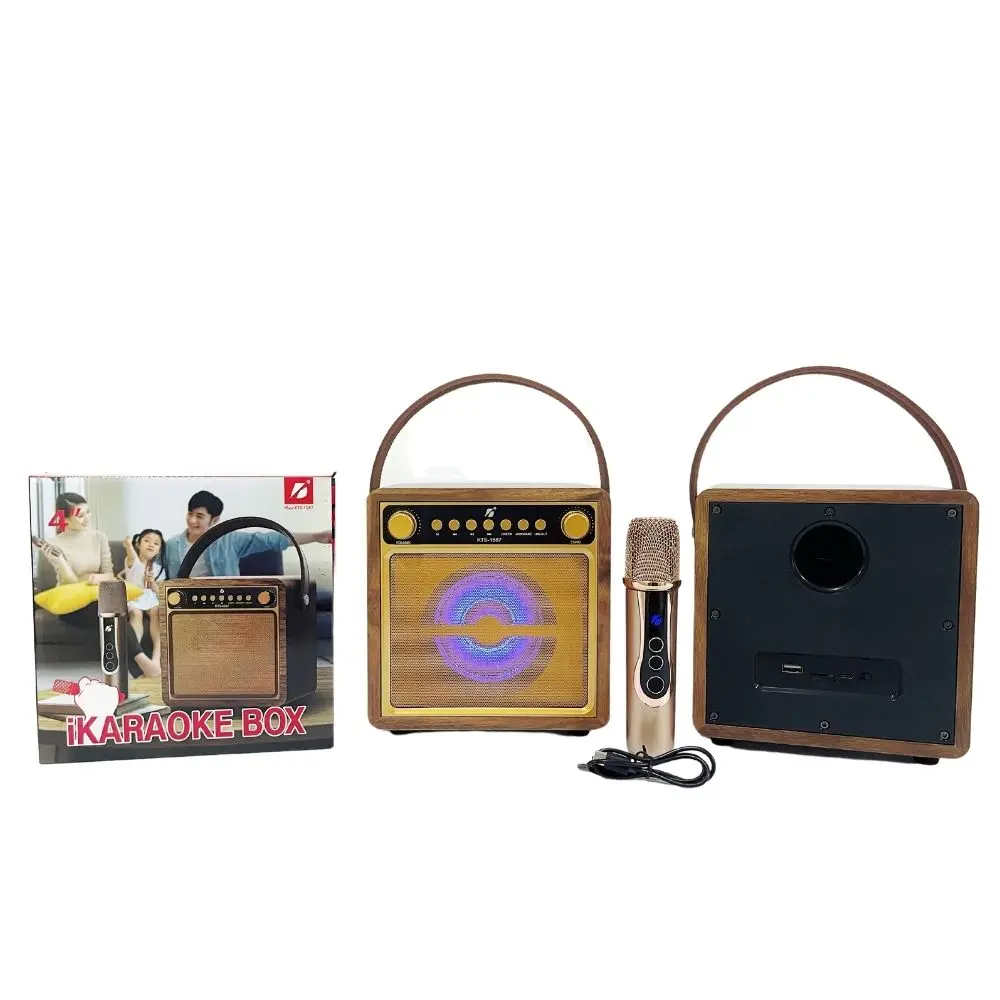 10W Retro Radio With Microphone Kts Subwoofer Sound System Party Box Mini Karaoke Speaker Audio Stereo Speakers