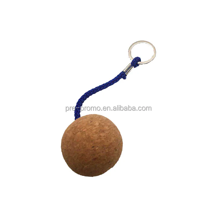 Custom Logo Printed Round Cork Ball Keychain Blank Floating Wooden Keychain