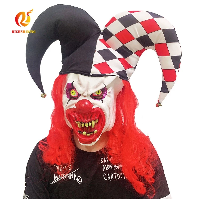 RICHSHINING New Arrival Halloween Horror Clown Mask Full Face Scary Crazy Joker Mask For Cosplay Party Night Club Supply