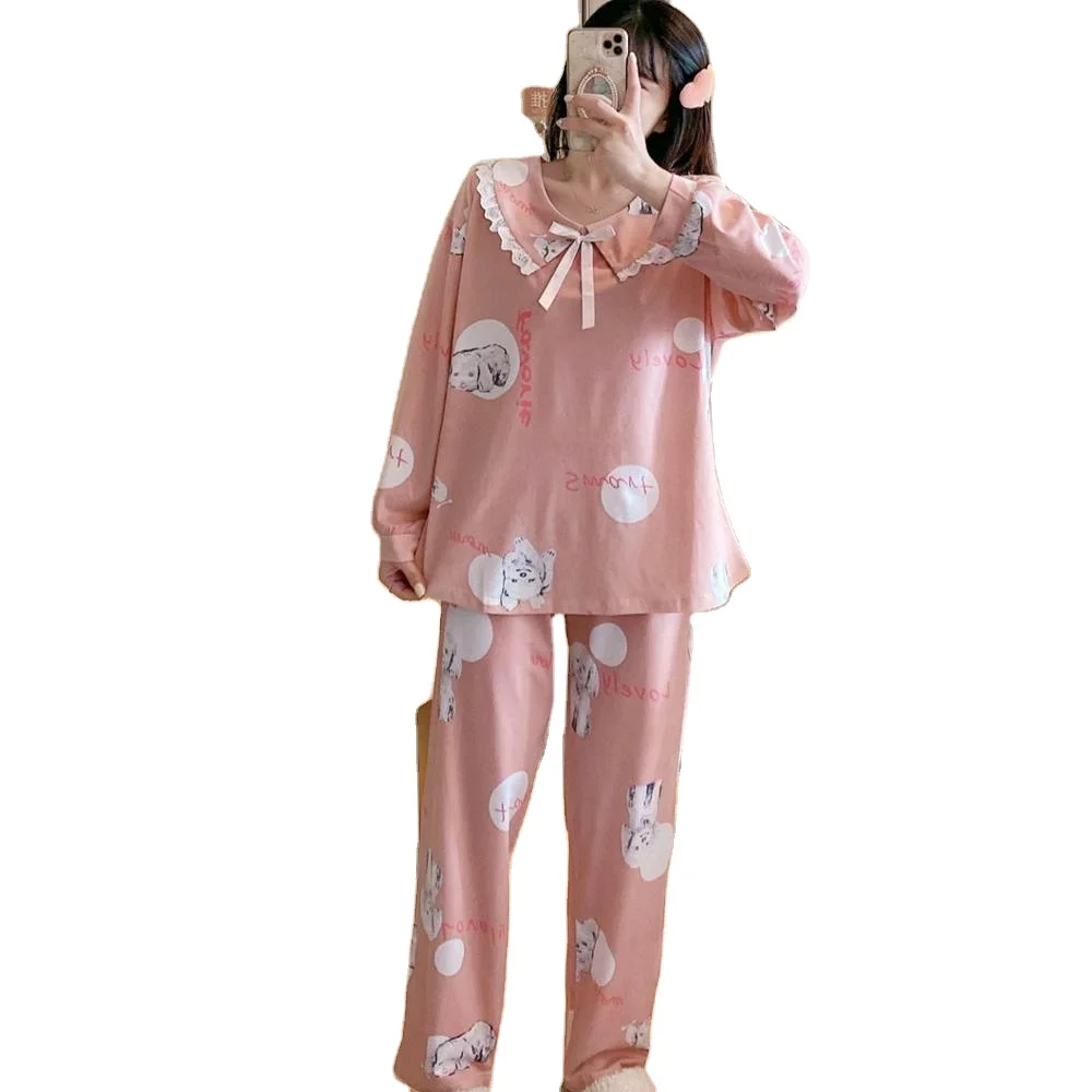 
Женская одежда для сна с длинным рукавом и кукольным воротником 