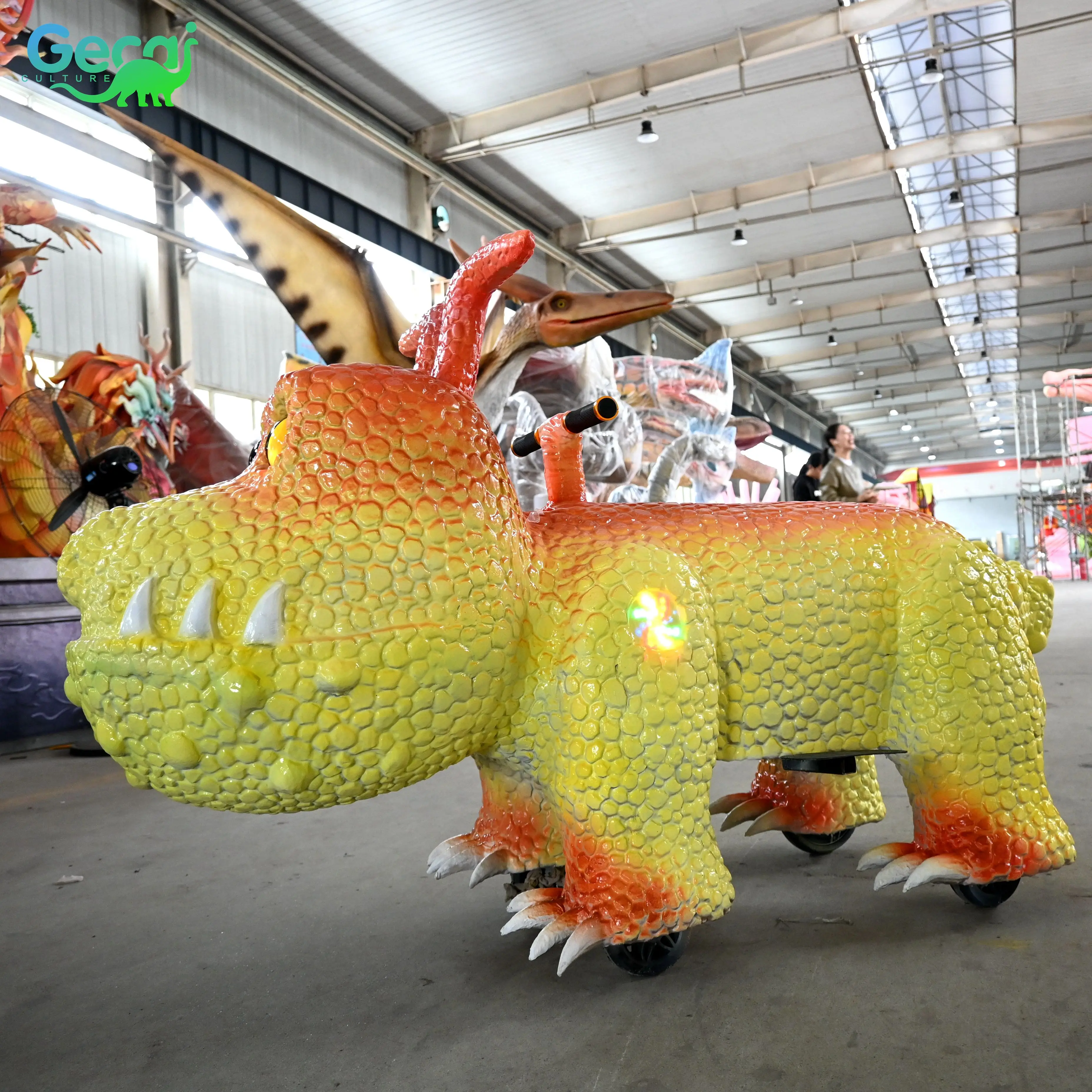Waterproof Dinosaur Ride Equipment Motorized Riding Electric Rubber Dinosaurs For Kids