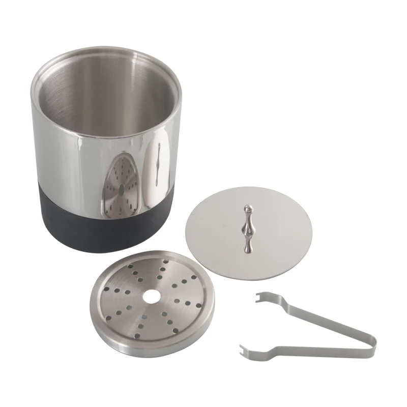 Wholesale custom double wall luxury stainless steel wine beer champagne cooler ice bucket with handle non slip silicone bottom