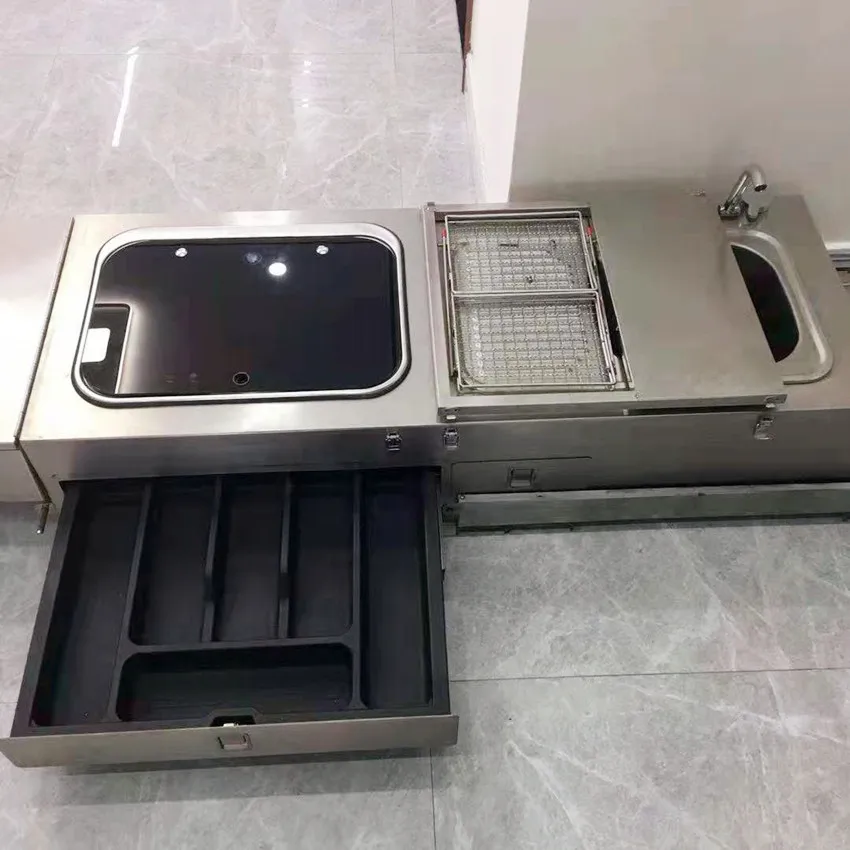 RV Caravan Camp Outdoor Gas Stoves Sink Pull Type Slide Out Kitchen