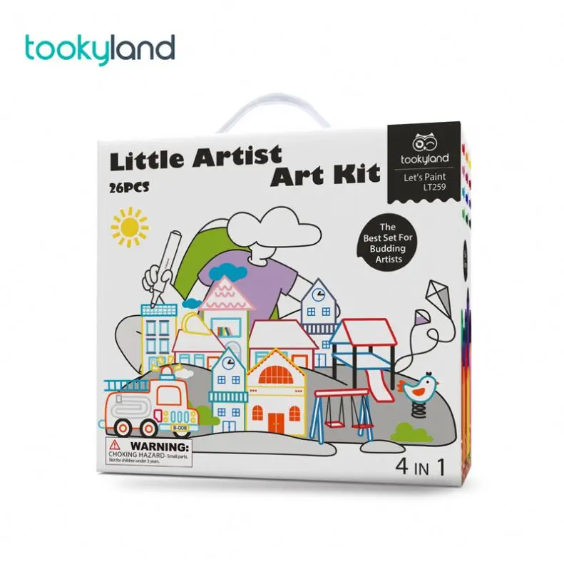 Little Artist Art Kit with 12 colors Washable Crayon ,Washable Marker and 2 Coloring Book kids Art Drawing Set