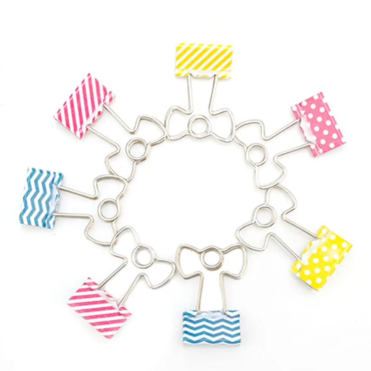 factory professional custom binder clip supplier pms color painted bowknot shape clip 19mm