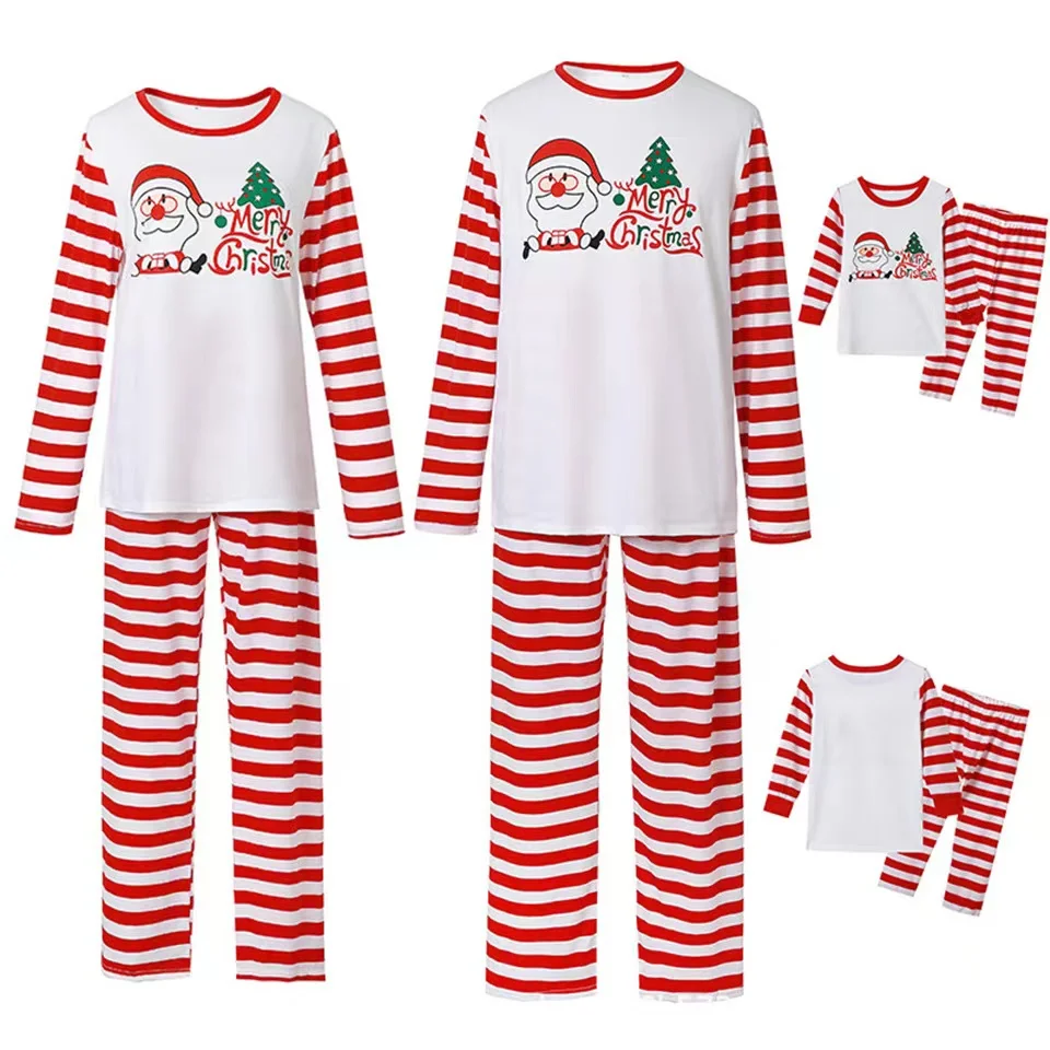 Family Christmas Pajamas Tree And Snowflake Printed Parent-child Home Sets XMas Women Sleepwear  Family  pyjamas