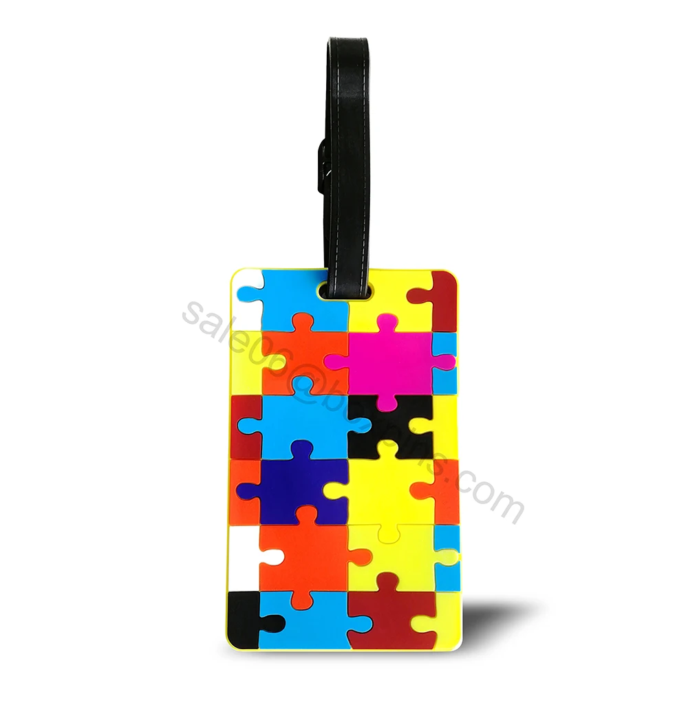 Cheap Customized Autism Awareness Puzzle Pieces Souvenir Soft PVC Luggage Tag Hot Selling