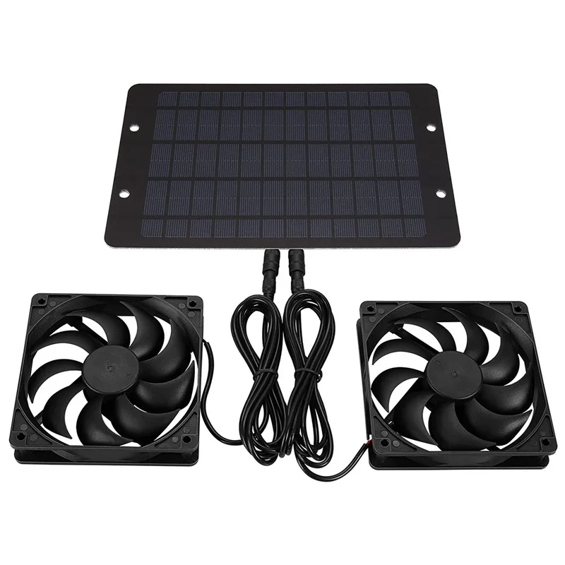 10w 12V Waterproof Solar Powered Exhaust Dual Fans for Pets Garages Greenhouses and Outdoor Portable Solar Panels DC Fan