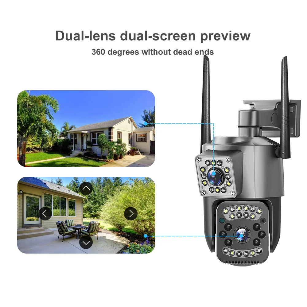 2024 New Dual Lens 1080P Wireless Smart Home Outdoor Security  4MP 4G Sim Card CCTV Surveillance IP PTZ Video Camera