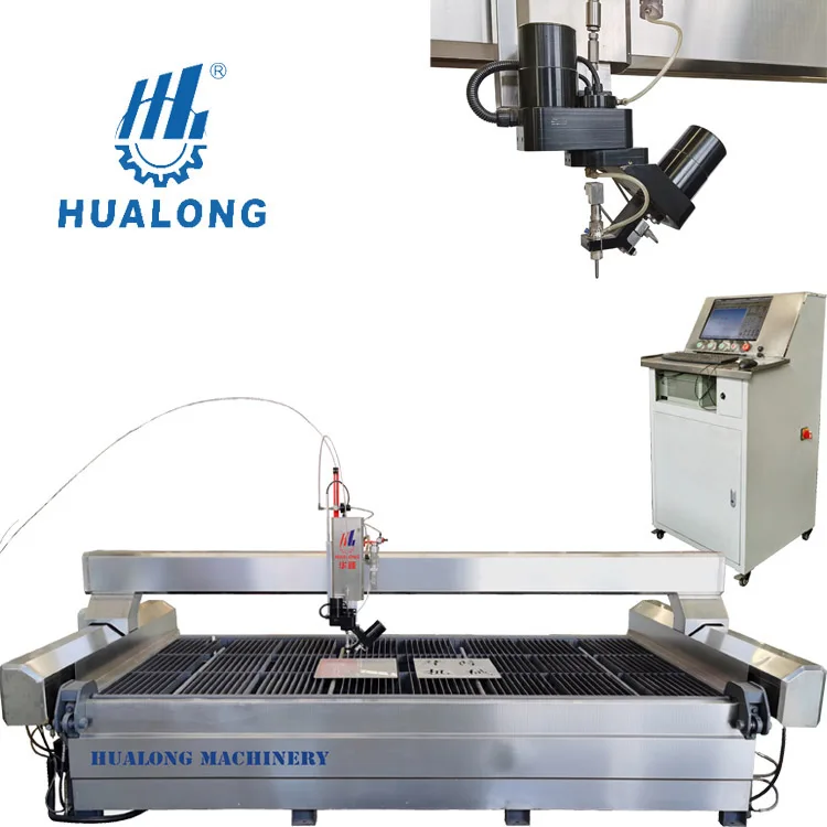 Hualong stone machinery high pressure precision CNC 3 axis watejet 5 axis Water jet Cutting Machine for Marble /Ceramic tile