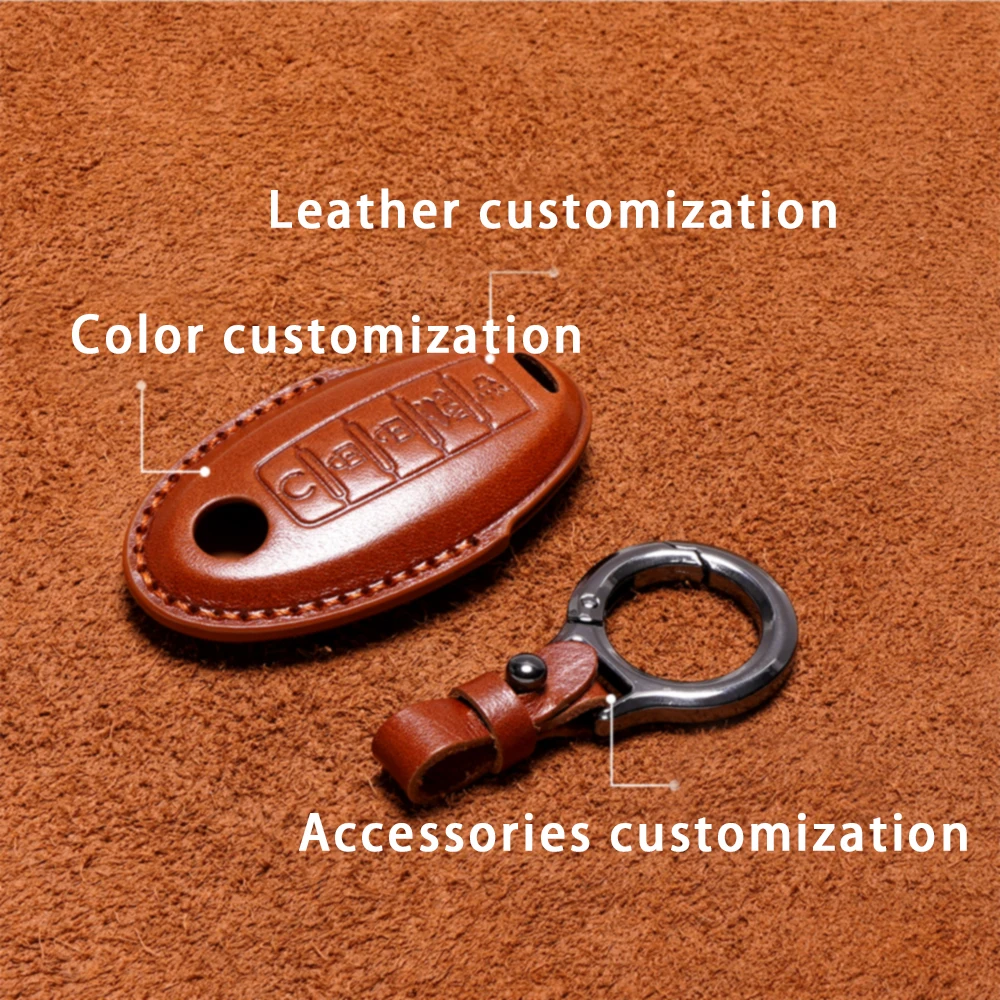 SweetPig OEM Genuine Cow Leather Material car Key cover For Nissan Tiida Sylphy Teana Qashqai Terra key case pouch accessory