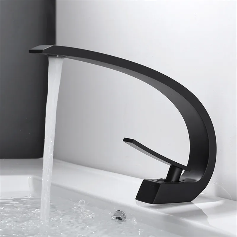 Luxury Black Bathroom Basin Faucet Single hole Basin Water Sink Mixer Tap Modern