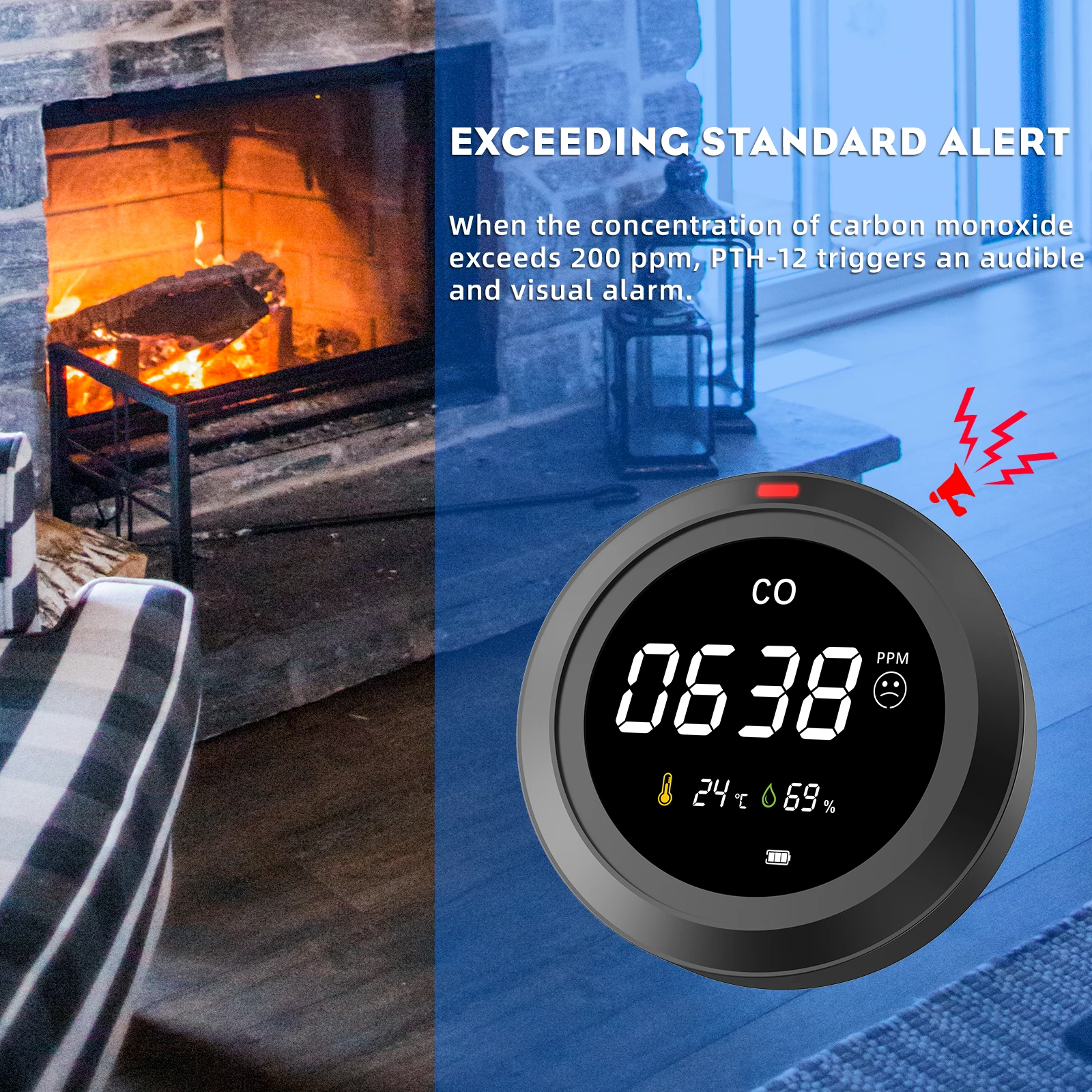 Детектор угарного газа, детектор газа, домашняя сигнализация