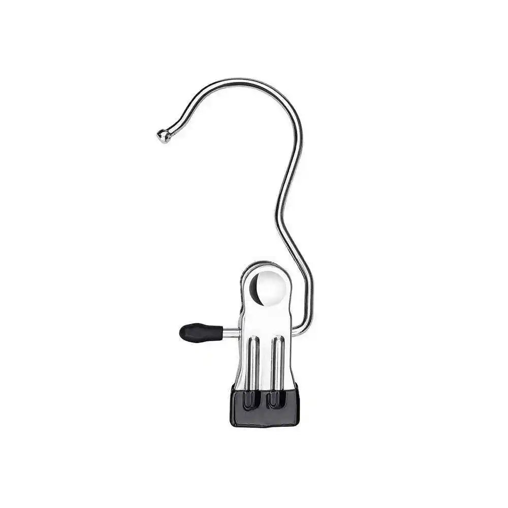 NISEVEN Wholesale Portable Travel Clip Hanger Space Saving Clothespin 360 Rotating Stainless Steel Metal Hanging Hook Clips