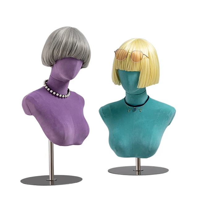 Colorful head mannequin hat wig display rack clothing store window display prop Jewelry necklace model stainless steel rack