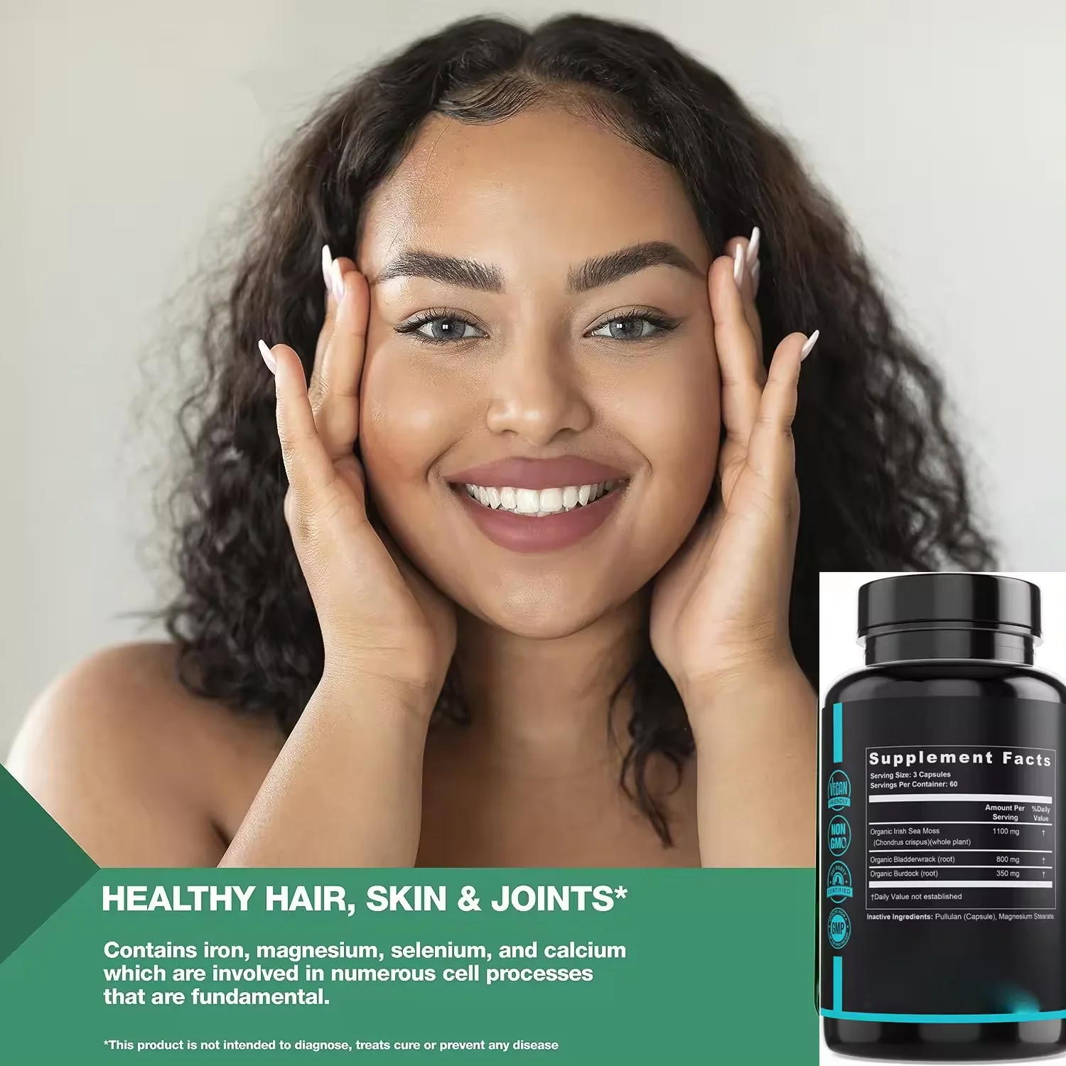 sea moss capsules Wholesale Price irish  sea moss powder gummies bulk sea moss burdock bladderwrack capsules