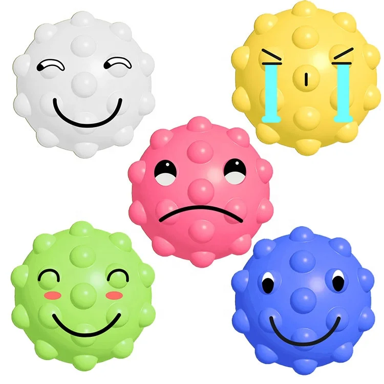 Silicone Bubble Ball Anxiety Antistress Ball Push Bubble Fidget Sensory Stress Rubber Relief 3D Rainbow Round Anti Stress Ball