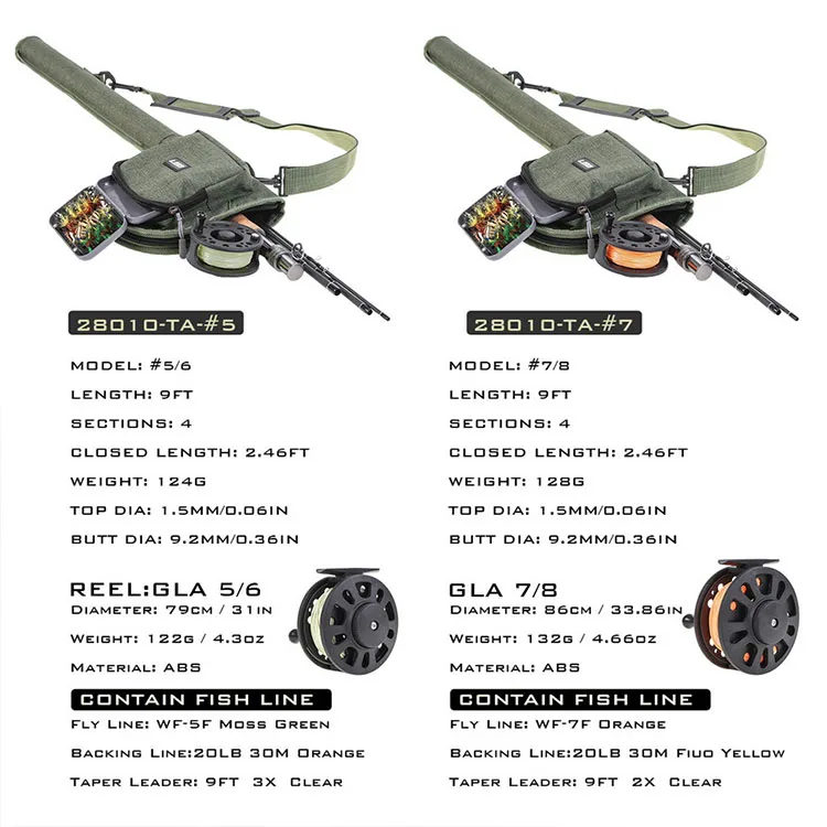 9ft fly fishing rod fly wheel set 2.7m high carbon 4 section fly fishing line bait rod bag combination set