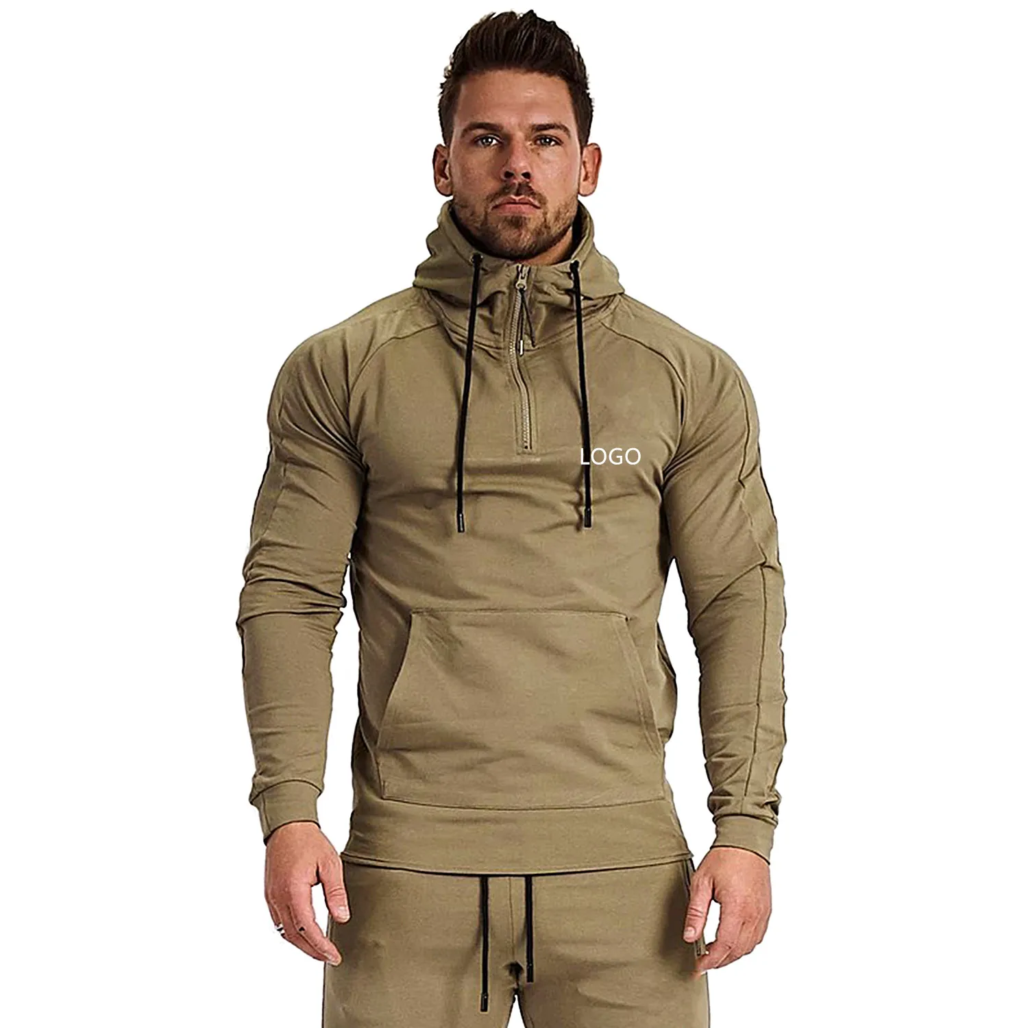 Custom Fashion Cotton Street Wear Sweatshirt Slim Fit Men Zip Up Hoodie StreetWear