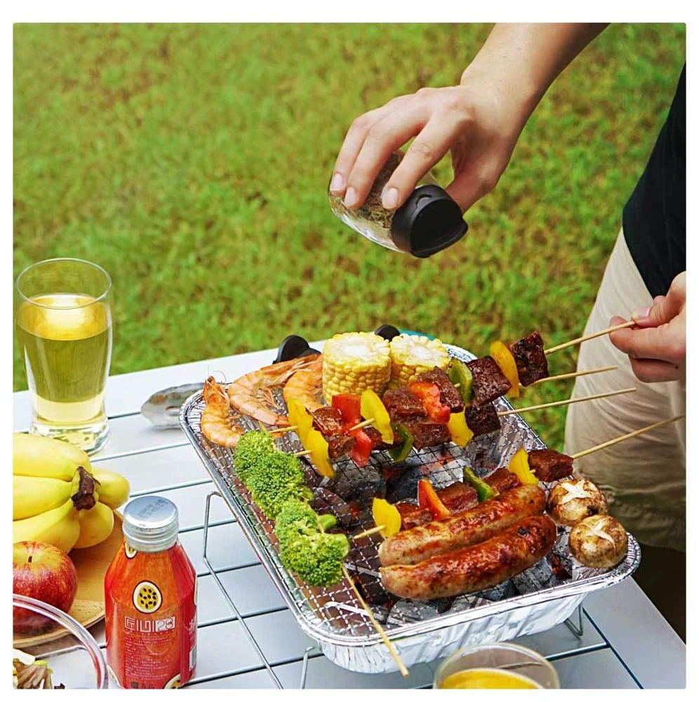 Portable Aluminum One-time Use Disposable Grill Instant BBQ Grill With Wire Rack Barbecue Grill