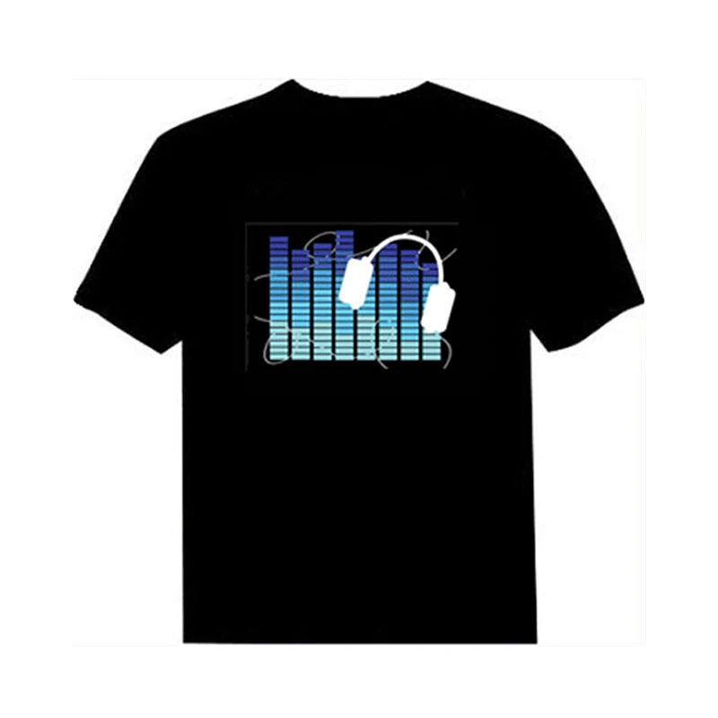 EL Light Up Sound Active LED t-shirt Black Men Women Child Custom Design DJ Party Rave Event EDM Show Glowing Luminous