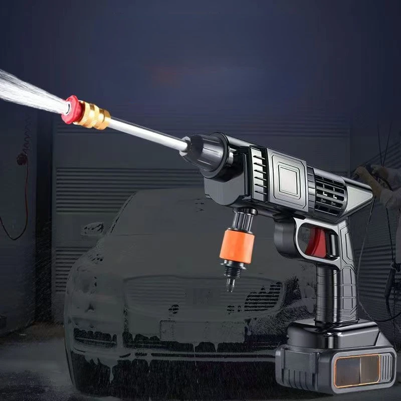 Portable 24V Lithium Cordless Car Wash Foam Gun High Pressure Water Jet Powerful Wireless Garden Water Jet for Car Washer