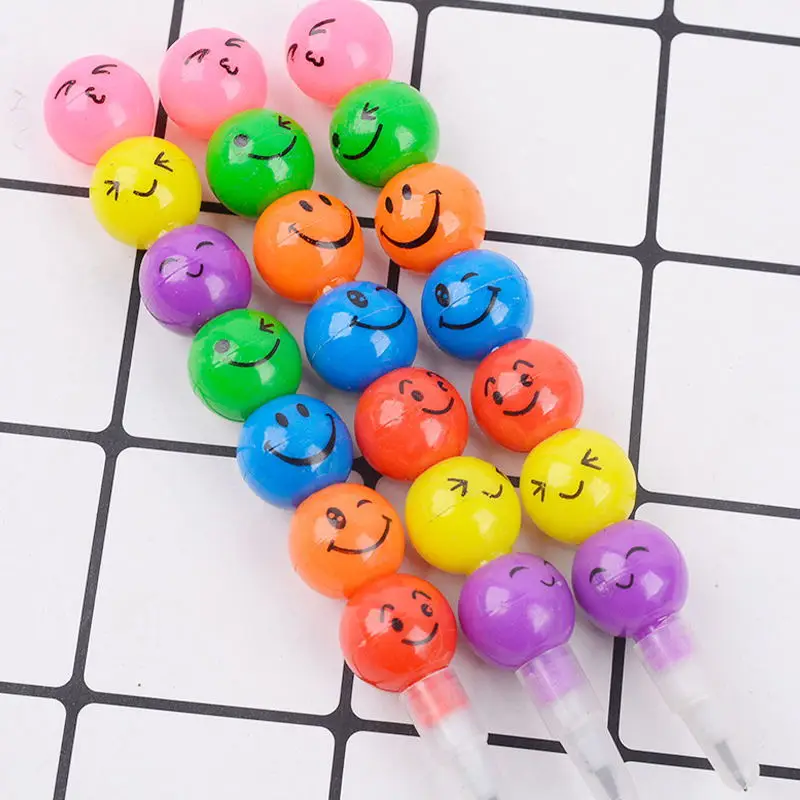 New Originality Whosale High Specifications Students DIY Funny 7 Colors Building Smiling Face Pencil