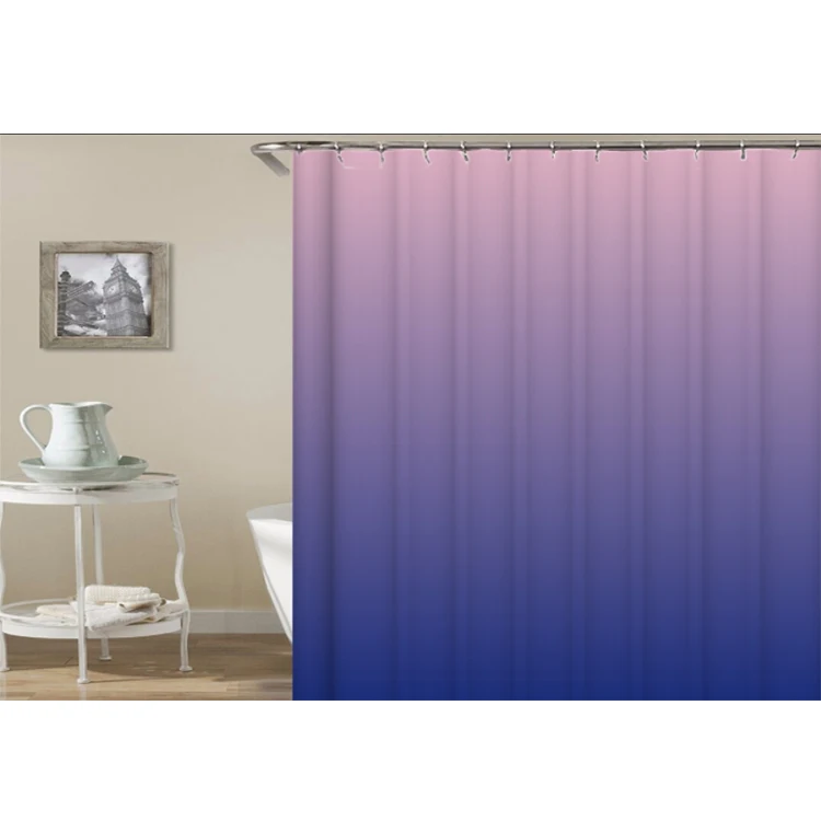 Wholesale customized print polyester waterproof digital printed shower curtain sets with C-rings