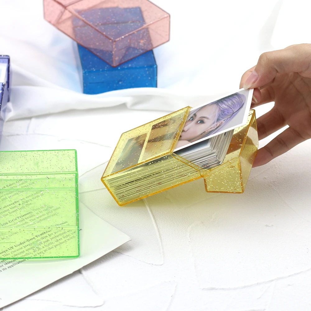 Clear plastic glitter storage box for Photos/Idol card/Playing Card Online wholesale