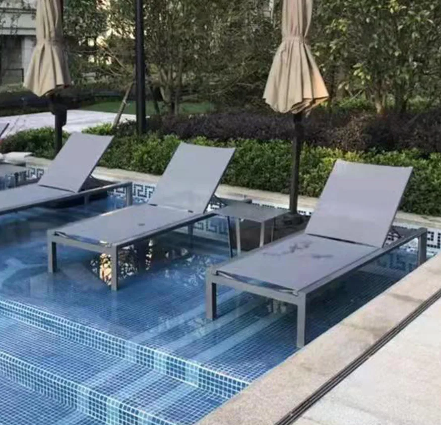 Weather Resistant Adjustable Aluminum Outdoor Beach Pool Sun Bed Lounger