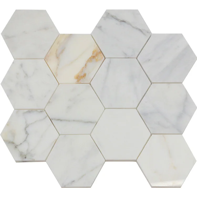
Colorize premium bath room floor wall panel decoration calacatta gold hexagon marble mosaic tile 