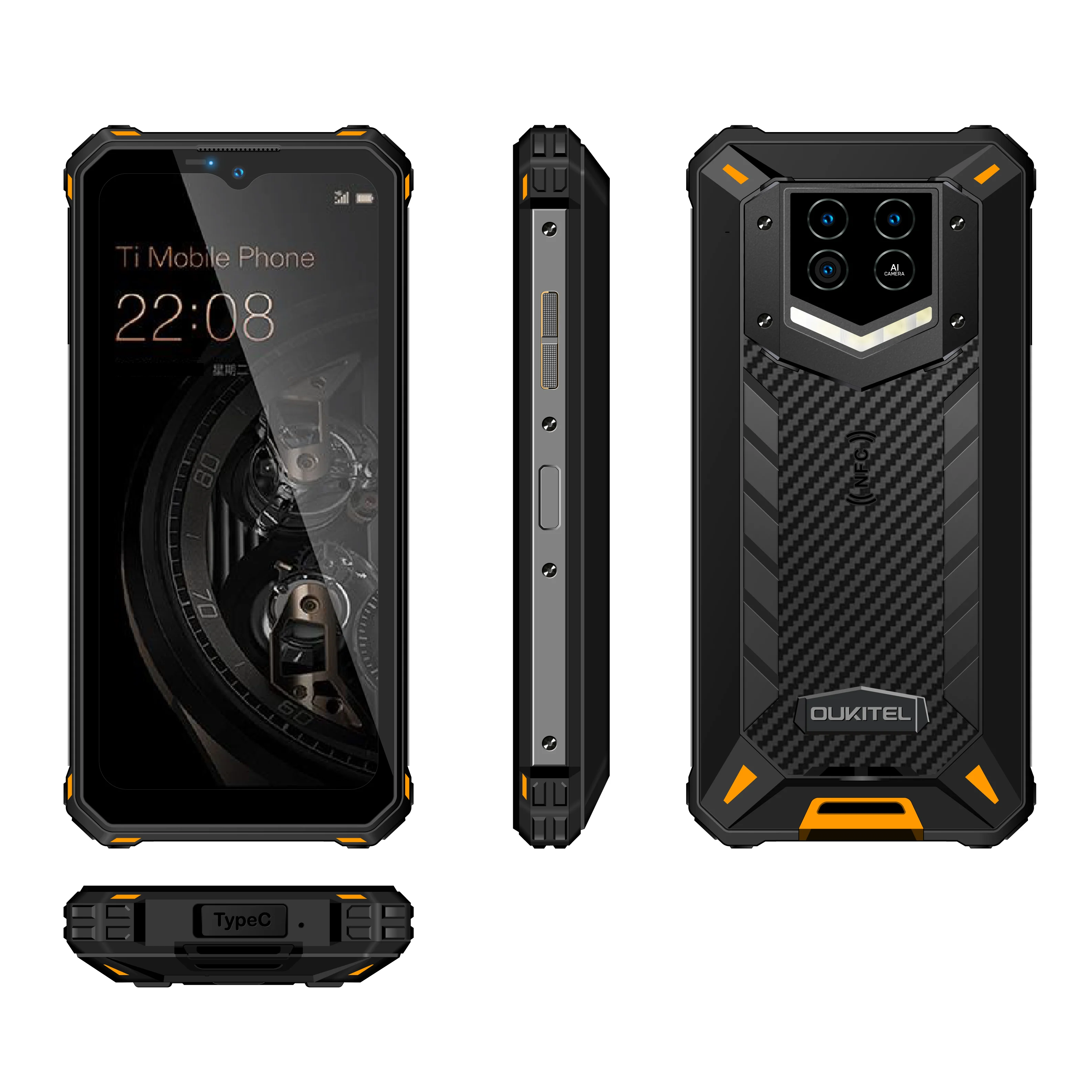  OUKITEL WP15 6 5 HD Android 11 15600 мА/ч 48MP Quad камеры «рыбий глаз» 8 ГБ 128 IP68 Прочный 5G мобильного телефона оригинальный