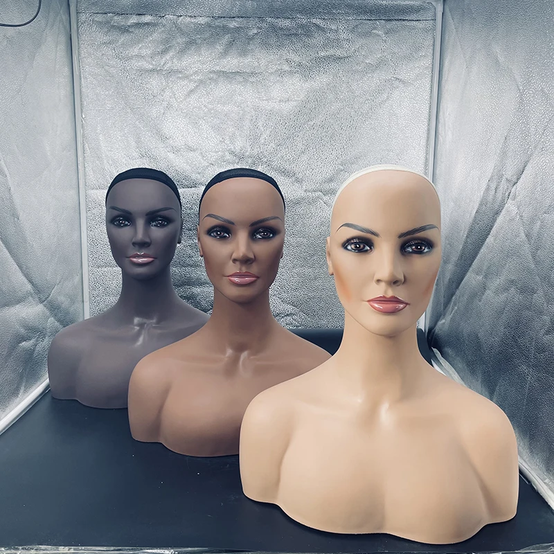 
Wholesale PVC Head mannequin with bust wig headstand for wigs display making styling and jewelry display mannequin 