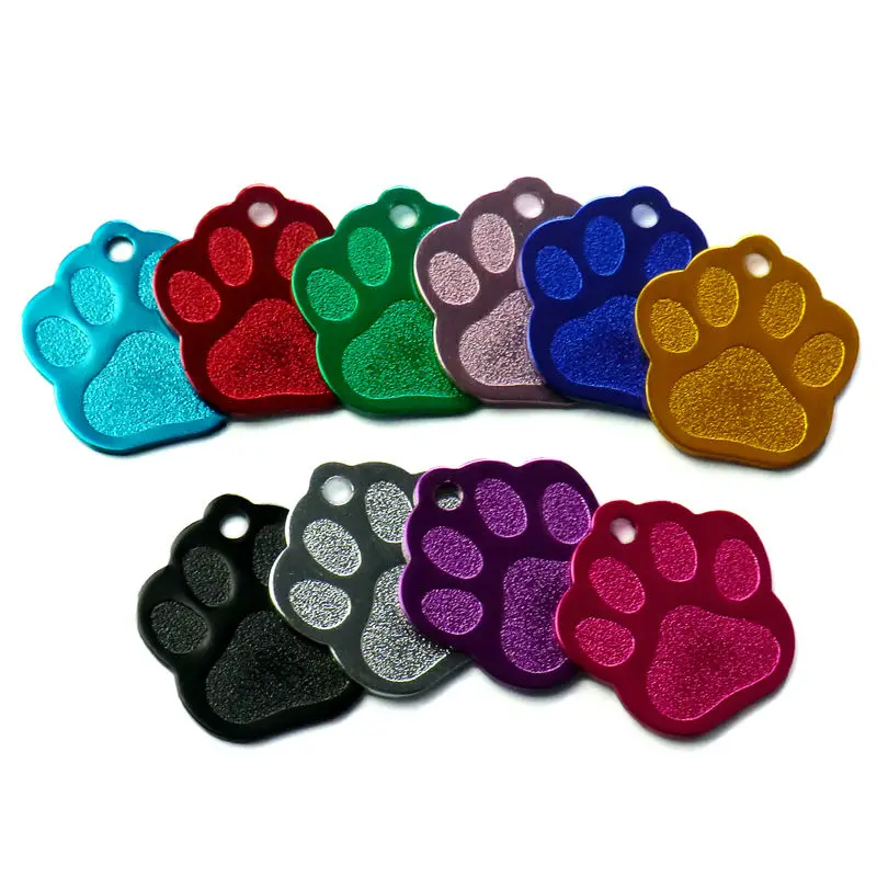 Hard Anodized Premium Aluminum Small Paw Shape Charm Pet ID Tag