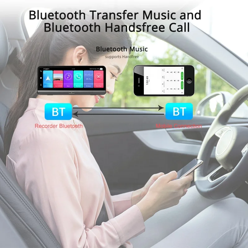 Yikoo full Hd 8 дюймов сенсорный экран автомобильная камера Wi-Fi 4G Мобильный dvr gps навигации видеорегистратор с двойной тире Android