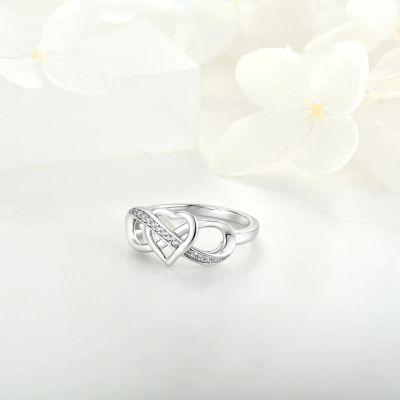 sterling silver 925 heart zirconia ring for wedding engagement wedding ring jewelry women rhodium plated jewelry custom ring