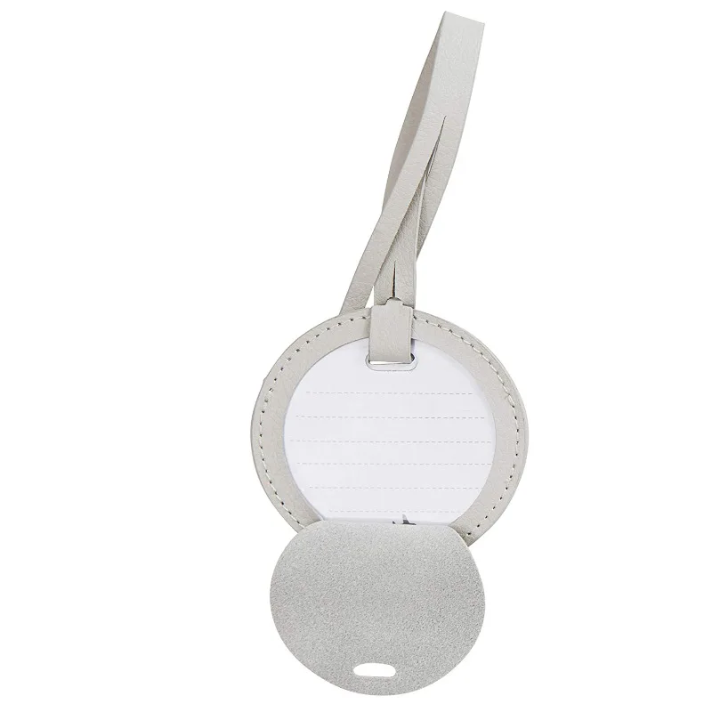 Faux Leather Luggage ID Tag with Leather Bond Wholesale Circular Airplane Suitcase Bag Name Card Holder Supplier