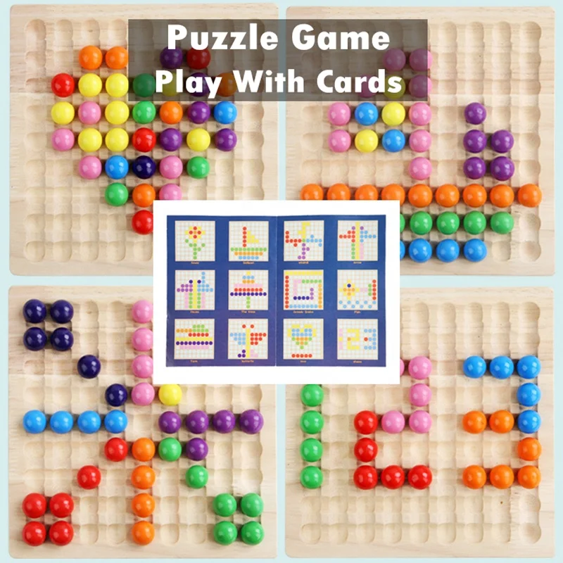 3 in 1 Montessori Sensory Toy For Children Test Tube Clip Bead Elimination Game Fine Motor Training Education Rainbow Wooden