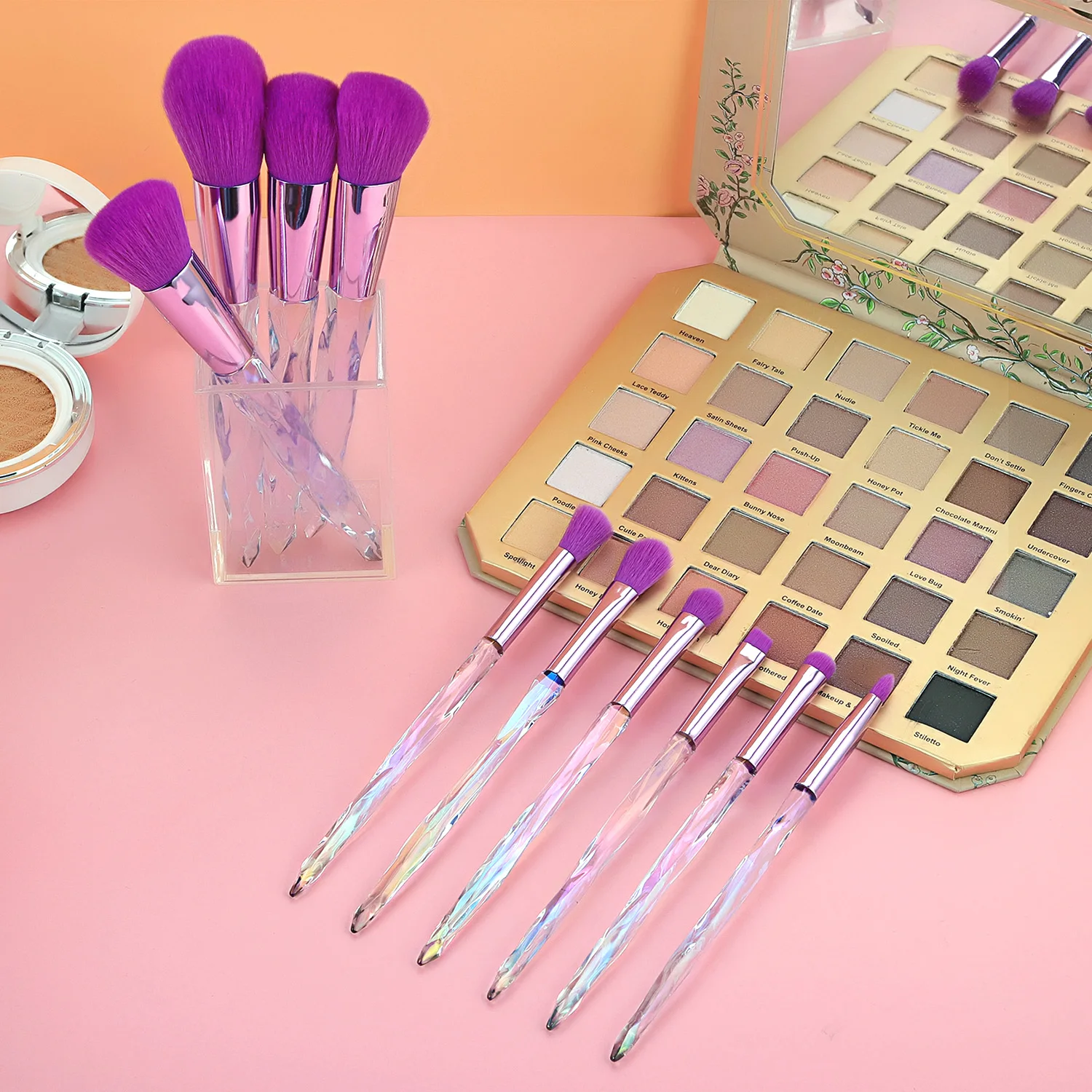 Multi use Crystal Shape Makeup Brushes Set Contour Foundation Powder Blending Brushes