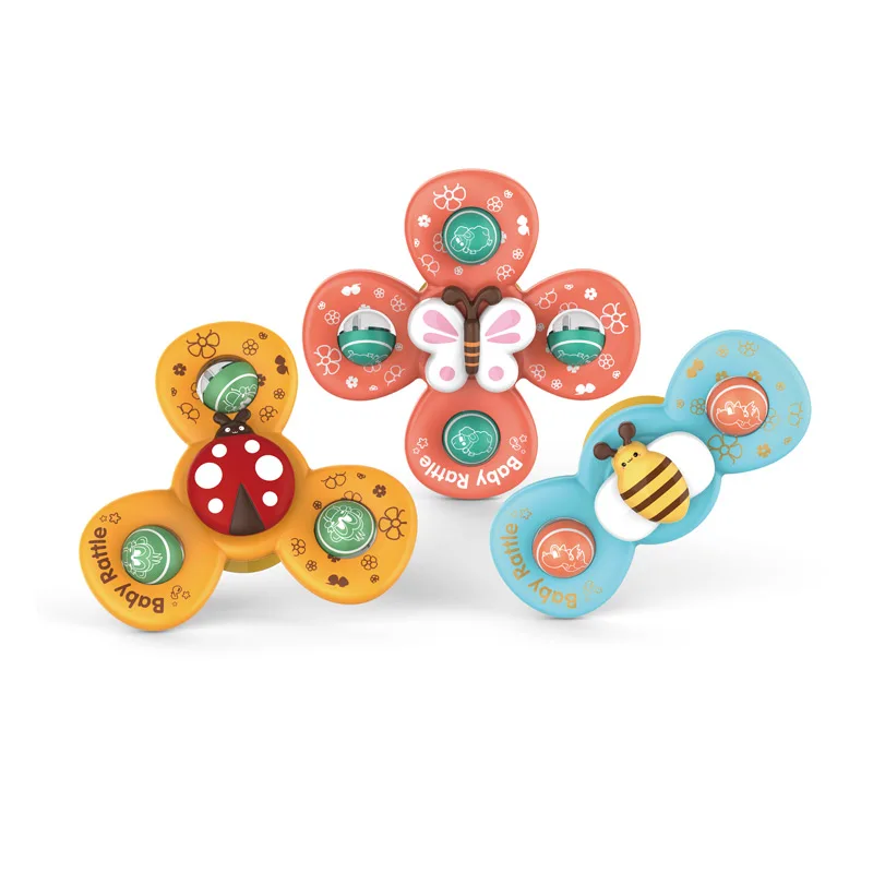 EPT 3pcs suction cup pop up fidget spinner toys animals cute design baby spinner rattles sensory baby suction cup spinner toys