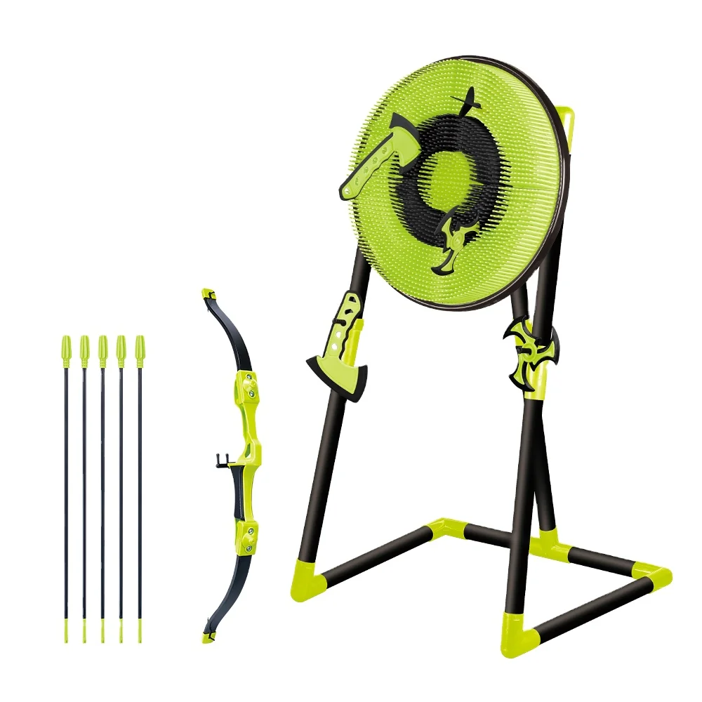 4 in 1 Target Throwing Set Safe Plastic 18 Inch Dartboard With 3 Axes and Stars 6 Darts Archery Bow Arrow Toys